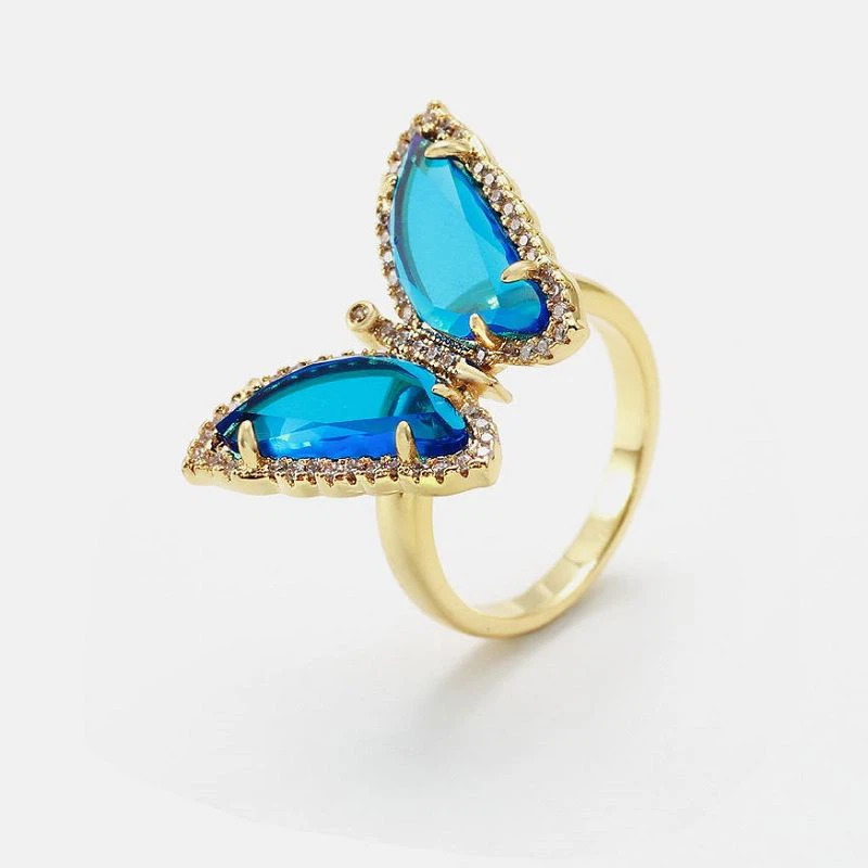 सुंदर तितली पशु अंगूठी चांदी