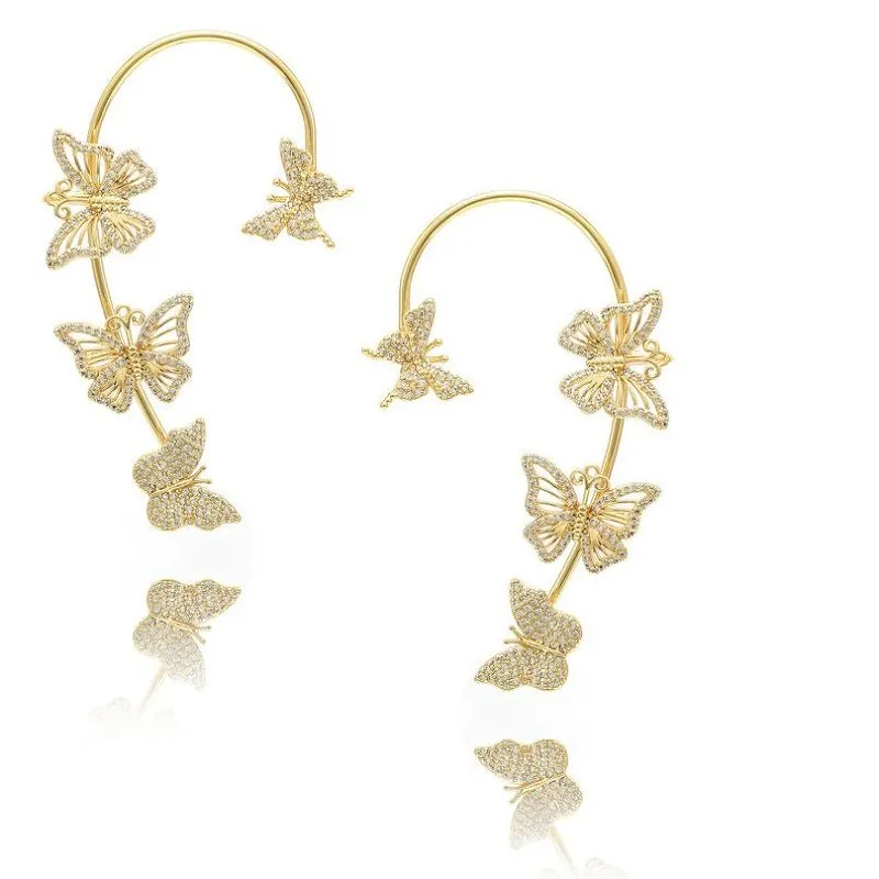 तितली कान की बाली कफ सोना चढ़ाया