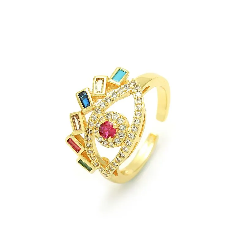 गोल्ड प्लेटेड ईविल आई रिंग एडजस्टेबल