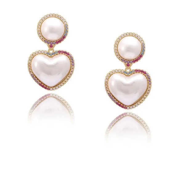 दिल के आकार का शैल मोती की बाली ड्रॉप