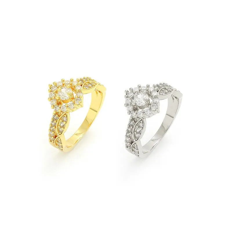 रोमांटिक Cz ब्राइडल वेडिंग रिंग