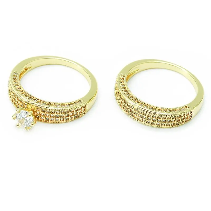 यूनिक गोल्ड प्लेटेड ब्राइडल रिंग सेट