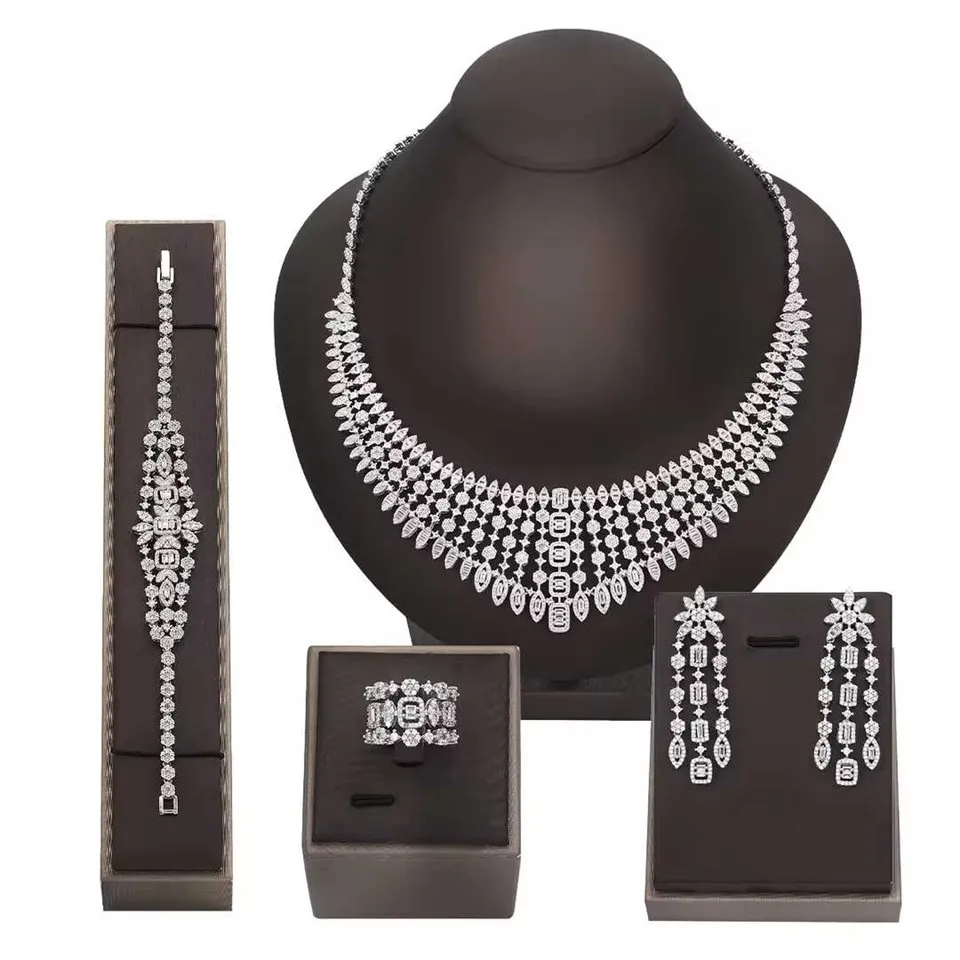 लक्जरी क्रिस्टल विवाह आभूषण सेट