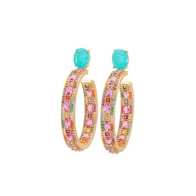 गोल्ड प्लेटेड जिरकोन फ्यूजन महिलाओं की बालियां