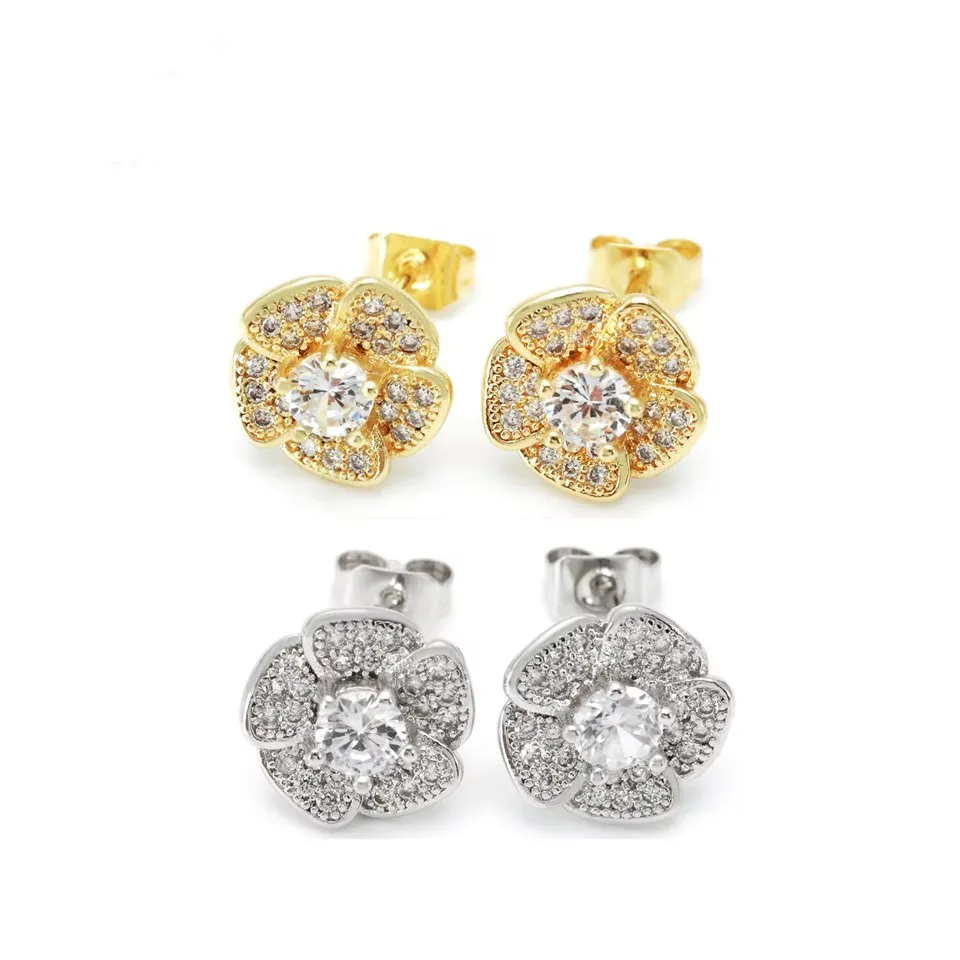 विंटेज गोल्ड और रोडियम प्लेटेड फूलों की बालियां